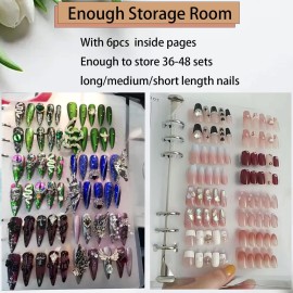 GUXACU Press On Nail Organizer 10 PCS Clear Empty Storage Packaging Display Salon Supplies with Nail Tape