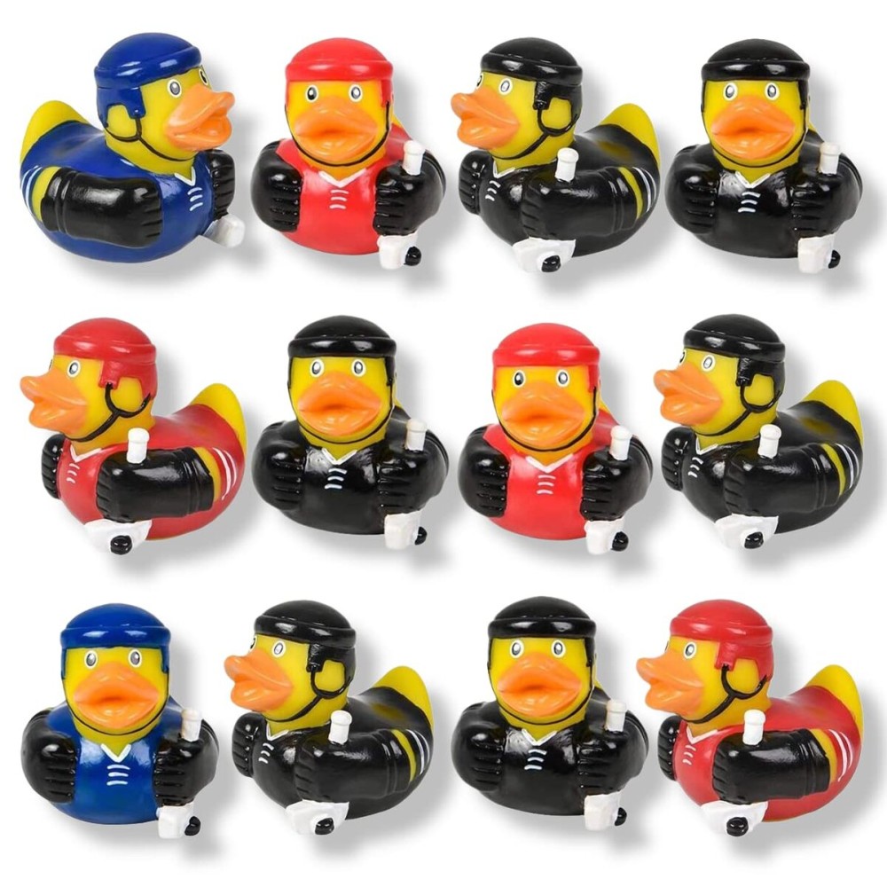 Cool Sport Themed Rubber Ducks (2) (12 Pack) Cute Duckies Bath Tub Pool Toys. (Hockey)