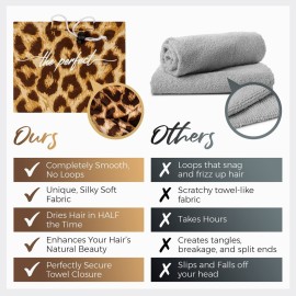 THE PERFECT HAIRCARE Curly Hair Girls Microfiber Plopping Towel Set - Anti-frizz Silky Smooth Hair Drying Wrap for Women - Super Absorbent Large Hair Towel + 2 Scrunching Towels to Micro Plop