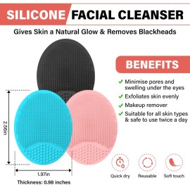 LYOB 5-in-1 Bath Exfoliation Set with 1-Silicone Body Scrubber, 1- Silicone Face Scrubber, and 3-Viscose Exfoliating Gloves for Skin Care, Back Scratcher, Body Scrub and Exfoliating Glove (Pink Set)