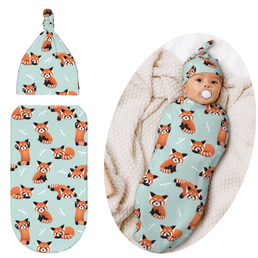 Jarverce Swaddle Blanket for Baby, Soft Sleeping Bag, Swaddling Sack for Newborn Unisex Baby Stuff, Red Panda