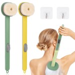 Ainiv 2 Pack Back Scrubber for Shower, Long Handled Shower Brush with Soap Dispenser, Exfoliating Body Scrubber for Wet or Dry Brushing, Shower Brush with Soft BristlesYellow & Green