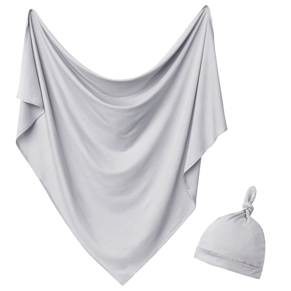 OWLOWLA Newborn Swaddle Set Stretch Wrap Swaddle Receiving Blanket for Baby Boy Girl(Gray)