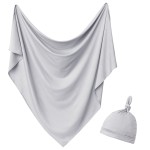 OWLOWLA Newborn Swaddle Set Stretch Wrap Swaddle Receiving Blanket for Baby Boy Girl(Gray)