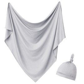 OWLOWLA Newborn Swaddle Set Stretch Wrap Swaddle Receiving Blanket for Baby Boy Girl(Gray)