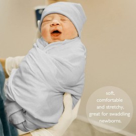 OWLOWLA Newborn Swaddle Set Stretch Wrap Swaddle Receiving Blanket for Baby Boy Girl(Gray)