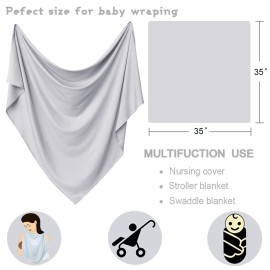 OWLOWLA Newborn Swaddle Set Stretch Wrap Swaddle Receiving Blanket for Baby Boy Girl(Gray)