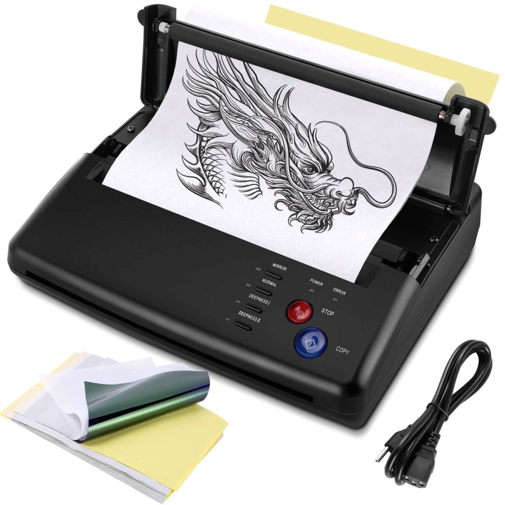 GVOTPLOP Tattoo Stencil Transfer Copier Printer with 20pcs Free Stencil Transfer Paper, Thermal Copier Printer Tattoo Kit