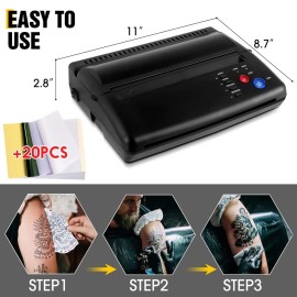 GVOTPLOP Tattoo Stencil Transfer Copier Printer with 20pcs Free Stencil Transfer Paper, Thermal Copier Printer Tattoo Kit