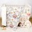 HNHUAMING 4-Piece Crib Bedding Set for Girls, Boho Baby Girl Bedding Set with Crib Skirt, Baby Quilt, Crib Sheet and Diaper Stacker, Flower