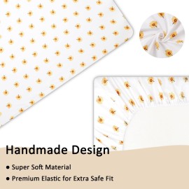 HNHUAMING 4-Piece Crib Bedding Set for Girls, Boho Baby Girl Bedding Set with Crib Skirt, Baby Quilt, Crib Sheet and Diaper Stacker, Flower