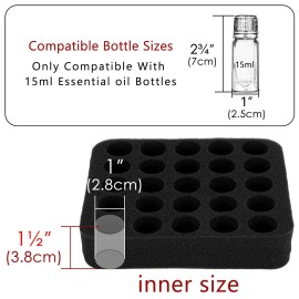 Linkidea Essential Oil Bottle Storage Case, Multiple Size Essential Oil Carrying Travel Case for 25 Bottles (15ml, 10ml, 5ml)