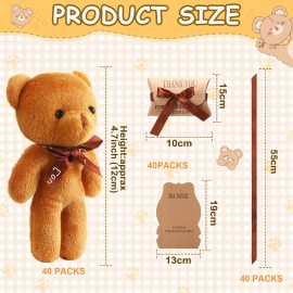 120 Pcs Mini Bear Baby Shower Favors Small Bears Bulk Tiny Plush Toy with 40 Pillow Box with Ribbon Mini Stuffed Animals for Baby Shower Wedding Birthday Supplies