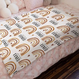 HawSkgFub Boho Rainbow You are So Loved Baby Blanket Girl Boy Gift, Inspirational Brown Flannel Fleece Nursery Bed Receiving Blankets, Soft Lightweight Newborn Toddler Infant Kids Bedding 30 x 40