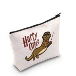 G2TUP Harry Otter Makeup Bag - Sea Otter Animal Lovers Cosmetic Bag Zipper Travel Bag - White