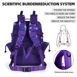 Lovelinks21 45L Tactical Assault Backpack 3 day assault pack with Molle Waterproof backpack Rucksack for Tactical Backpacks (Purple Camo)