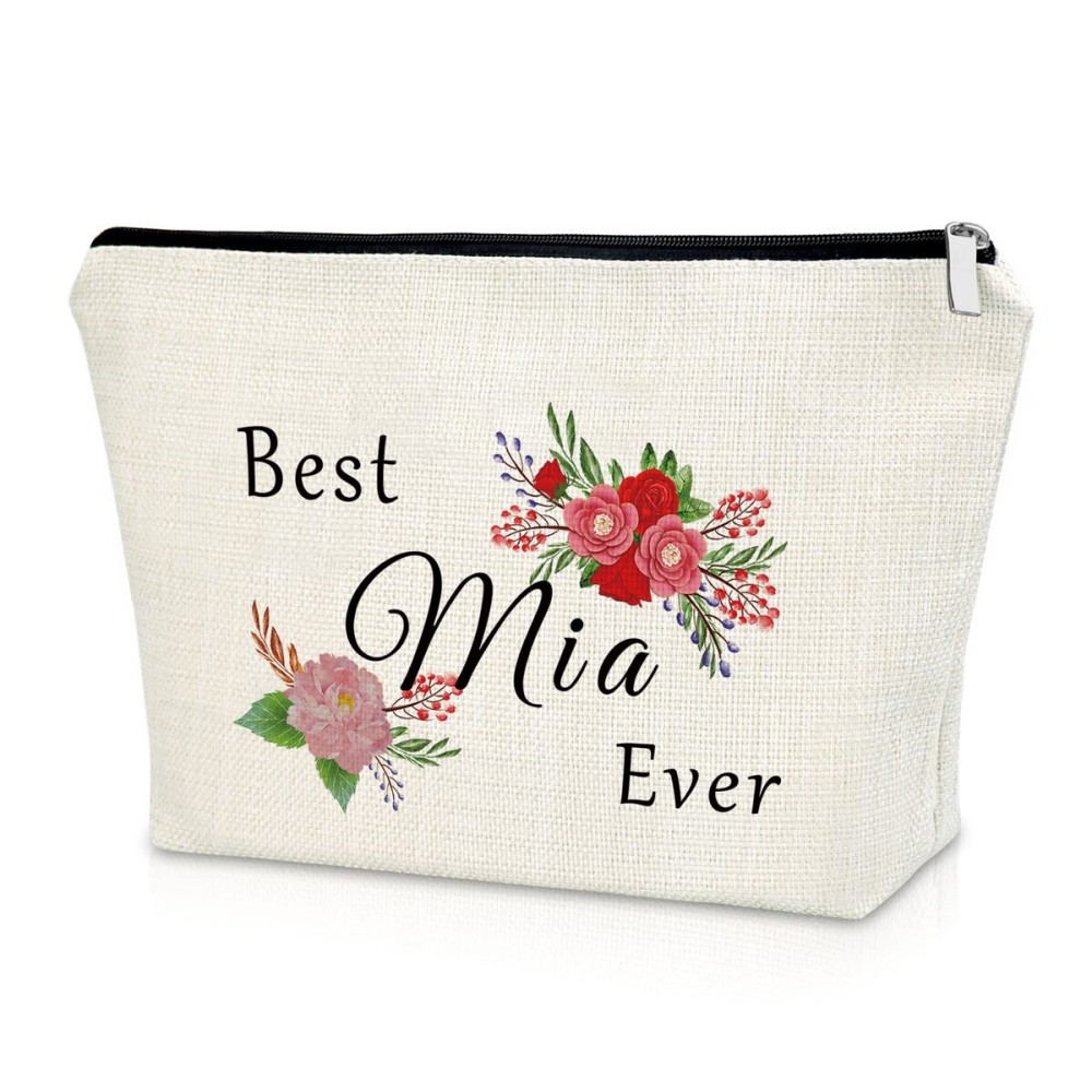 Sazuwu Mia Gift Grandma Birthday Gift Makeup Bag Best Mia Ever Gifts Mothers Day Gifts for Grandma Cosmetic Bag Grandma Gifts from Grandchildren Christmas Gifts for Grandmother Travel Pouch