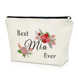 Sazuwu Mia Gift Grandma Birthday Gift Makeup Bag Best Mia Ever Gifts Mothers Day Gifts for Grandma Cosmetic Bag Grandma Gifts from Grandchildren Christmas Gifts for Grandmother Travel Pouch