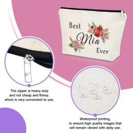 Sazuwu Mia Gift Grandma Birthday Gift Makeup Bag Best Mia Ever Gifts Mothers Day Gifts for Grandma Cosmetic Bag Grandma Gifts from Grandchildren Christmas Gifts for Grandmother Travel Pouch
