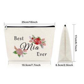 Sazuwu Mia Gift Grandma Birthday Gift Makeup Bag Best Mia Ever Gifts Mothers Day Gifts for Grandma Cosmetic Bag Grandma Gifts from Grandchildren Christmas Gifts for Grandmother Travel Pouch