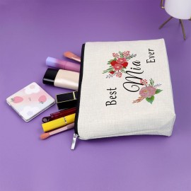 Sazuwu Mia Gift Grandma Birthday Gift Makeup Bag Best Mia Ever Gifts Mothers Day Gifts for Grandma Cosmetic Bag Grandma Gifts from Grandchildren Christmas Gifts for Grandmother Travel Pouch