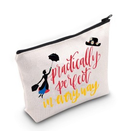 Mary Cosmetic Make up Bag Mary Gift Practically Perfect in Every Way Makeup Zipper Pouch Bag for Women (Practically Perfect)