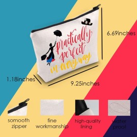 Mary Cosmetic Make up Bag Mary Gift Practically Perfect in Every Way Makeup Zipper Pouch Bag for Women (Practically Perfect)