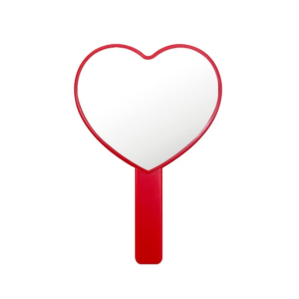 lasenersm 1 Piece Travel Handheld Mirror Heart Shaped Cosmetic Hand Mirror Travel Makeup Mirror Hand Held Mirror Plastic Cosmetic Mirror Makeup Hand Mirror with Handle, Red
