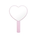 lasenersm 1 Piece Travel Handheld Mirror Heart Shaped Cosmetic Hand Mirror Travel Makeup Mirror Hand Held Mirror Plastic Cosmetic Mirror Makeup Hand Mirror with Handle, Pink