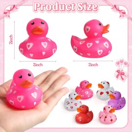 Jerify 24 Pcs 2 Inch Rubber Duckies Bulk Small Heart Rubber Ducks for Pool Bathtub Toys Classroom Prizes Birthday Party Favors Gifts Goodie Bag Fillers, 6 Styles
