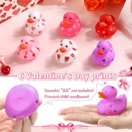 Jerify 24 Pcs 2 Inch Rubber Duckies Bulk Small Heart Rubber Ducks for Pool Bathtub Toys Classroom Prizes Birthday Party Favors Gifts Goodie Bag Fillers, 6 Styles