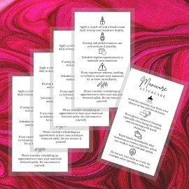 Manicure Aftercare Instruction Cards | 50pk | Business Card Size Nail Salon Handout for Nail Care after Manicure or Pedicure matches loyalty Black and White Design How to protect your manicure cards