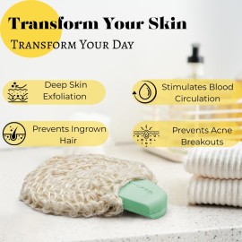 Natural Handwoven Sisal Loofah Body Scrubber - Organic Shower Sponge Made from Premium Agave Fibers - Arabic-Turkish Style with Bar Soap Pouch - Natural Body Scrubber for Men & Women Natural Handwoven Sisal Loofah Body Scrubber - Organic Shower Sponge Made from Premium Agave Fibers - Arabic-Turkish Style with Bar Soap Pouch - Natural Body Scrubber for Men & Women