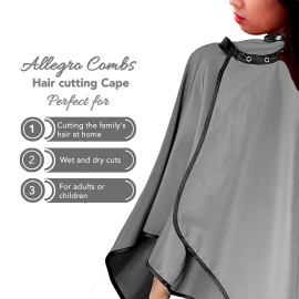 Allegro Combs Hair Cutting Cape Haircut Barber Hair Stylist For Men Hair Cape Kids One-Size-Fits-All 46 X 60 In. 1 Pc. (Gray)