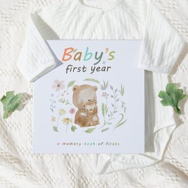 Complete 100 Pages First 5 Years Baby Memory Book and Baby Milestone Book, Easy to Fill Baby Journal From Pregnancy to 5 Years, Hardcover Baby Album and Memory Book, 9.3 x 9.3