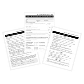Scalp Micropigmentation Client Intake Forms: Intake,Consent,Consultation and Aftercare Forms | 75pk 25 of Each | for PMU Scalp Tattoo Professional Pigmentation 8.5 x 11 in Forms, Black and White