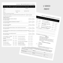Scalp Micropigmentation Client Intake Forms: Intake,Consent,Consultation and Aftercare Forms | 75pk 25 of Each | for PMU Scalp Tattoo Professional Pigmentation 8.5 x 11 in Forms, Black and White