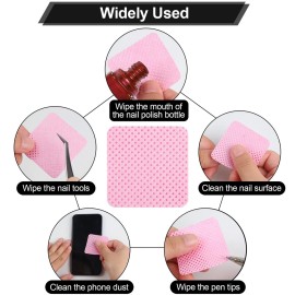 400 pieces nail cotton pads,1 pull-down pump dispenser bottle, super absorbent soft non-woven eyelash glue wipes, nail polish dehumidifier for eyelash extension products and nail oil bottle (pink)