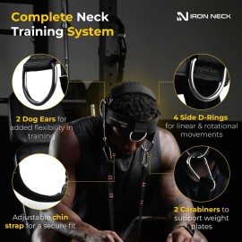Iron Neck Harness Alpha Plus, Advanced Neck Trainer for Strengthening - Portable Weight Lifting Harness with Vertical Adjustment Strap for Improved Fitting, for Home and Gym Use