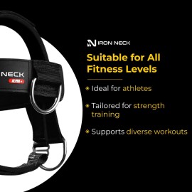 Iron Neck Harness Alpha Plus, Advanced Neck Trainer for Strengthening - Portable Weight Lifting Harness with Vertical Adjustment Strap for Improved Fitting, for Home and Gym Use
