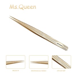 Ms.Queen Straight Tweezers for Eyelash Extensions-Precision Lashing Tweezers for Individual Volume Lashes Extensions Ms.Queen Straight Tweezers for Eyelash Extensions-Precision Lashing Tweezers for Individual Volume Lashes Extensions