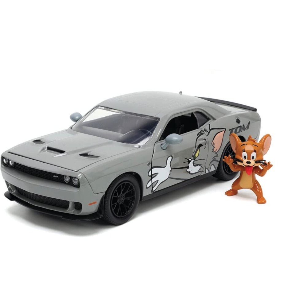 Jada Toys Tom and Jerry 1:24 2015 Dodge Challenger Hellcat Die-cast Car w/ 2.75 Jerry Figure, Toys for Kids and Adults