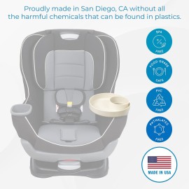 Travel Tray My Round, USA made. Convert Existing Cup Holder to Tray and Cup Holder for Kids Car Seat, Booster, Stroller, Golf Cart and More! Beige