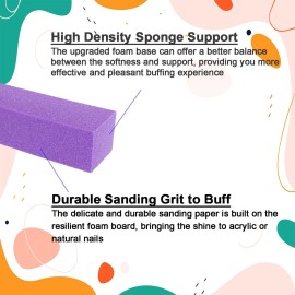 10 Pcs Nail Buffer Block for Acrylic and Natural Nails, 4 Sided Sanding Buffers for Gel Nails Fingernail Shine Buffing Filer Set, Professional Manicure Polisher Buffer Bulk Medium Grit (Purple)