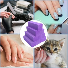 10 Pcs Nail Buffer Block for Acrylic and Natural Nails, 4 Sided Sanding Buffers for Gel Nails Fingernail Shine Buffing Filer Set, Professional Manicure Polisher Buffer Bulk Medium Grit (Purple)