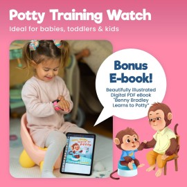 Potty Training Watch for Kids V2 - A Water Resistant Toilet Reminder Device for Boys & Girls to Train Your Toddler with Fun/Musical & Vibration Interval Reminder with Potty Training eBook (Pink)