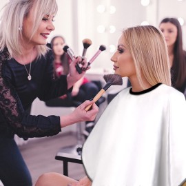 Short Barber Cape, Waterproof Nylon Salon Hair Cutting Cape, Makeup Artist Cape for Hair Dye, Comb-out, Styling, Shampoo