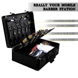 Professional Barber Supplies Case for Barber,Portable Barber Travel Carrying Case for Hair Stylist& Pet Groomer,Multi-Space Design, Sturdy, Large-Capacity Mobile Barber Stations-Black Professional Barber Supplies Case for Barber,Portable Barber Travel Carrying Case for Hair Stylist& Pet Groomer,Multi-Space Design, Sturdy, Large-Capacity Mobile Barber Stations-Black