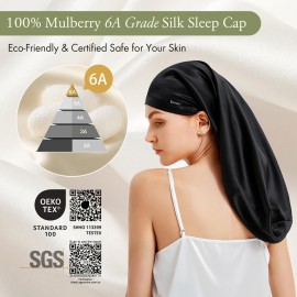 LilySilk Mulberry Silk Sleep Cap 100% 19 Momme Long Silk Bonnet for Curly Hair, Night Cap for Sleeping, Silk Hair Wrap for Women Black LilySilk Mulberry Silk Sleep Cap 100% 19 Momme Long Silk Bonnet for Curly Hair, Night Cap for Sleeping, Silk Hair Wrap for Women Black