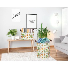 Essme Rectangular Baby Storage Basket,Green Baskets,Nursery Storage Bin Organizer with Handles for Jungle Decor,Shelf Bins,Animal Basket.(Jungle animal)